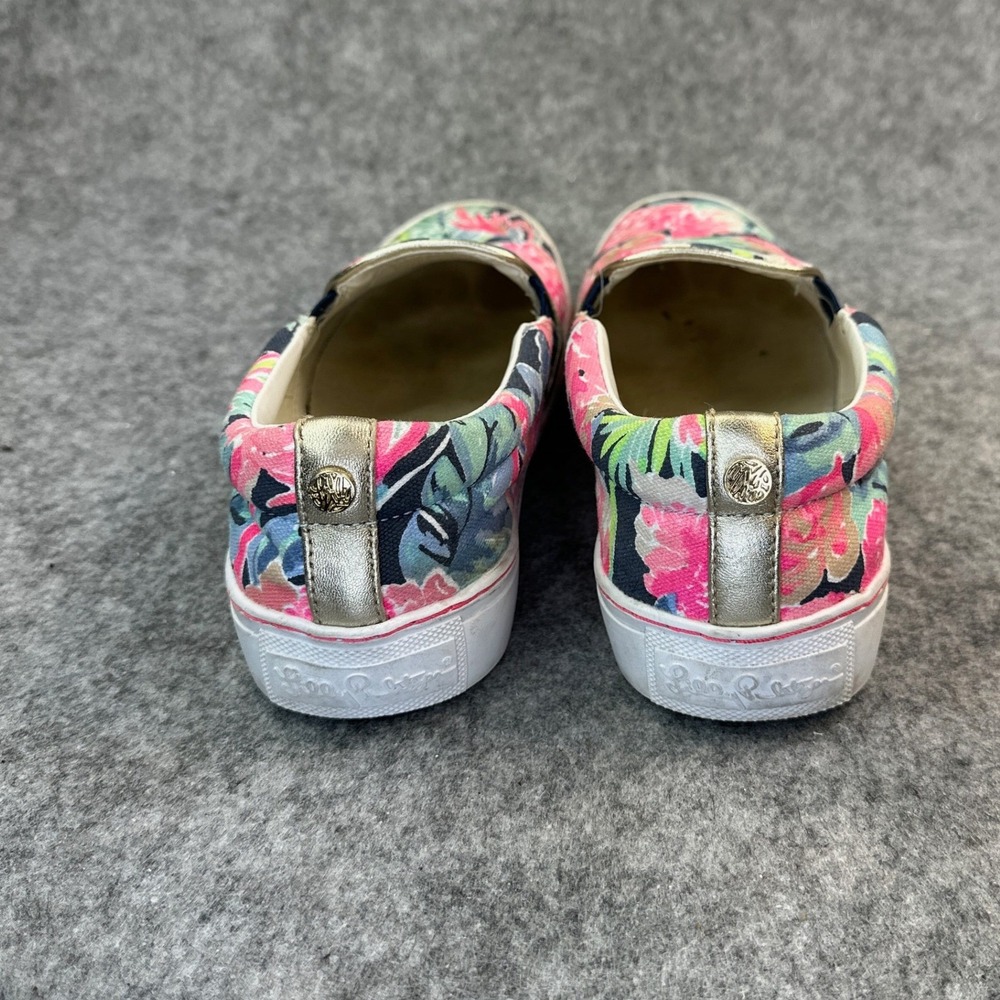 Lilly Pulitzer Julie Sneakers 6.5 Blue Tropical Floral Slip On Beach Club Blooms - Picture 9 of 13